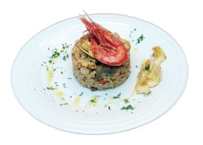 Risotto ai gamberi con carciofi